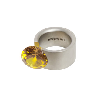 Niessing Ring Akrobat Max aus Edelstahl mit synth. Stein, nachhaltiger second-hand Schmuck perfekt aufgearbeitet