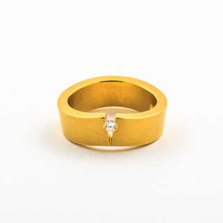 Niessing Ring Kerbe II aus 750 Gelbgold mit Diamant, neuwertig, nachhaltiger second hand Schmuck perfekt aufgearbeitet