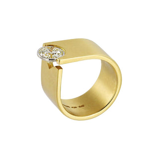 Niessing Brillantring Solitaire aus 750 Gelbgold/Platin, nachhaltiger second-hand Schmuck perfekt aufgearbeitet