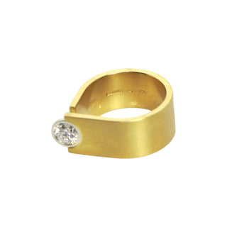 Niessing Brillantring Solitaire aus 750 Gelbgold/Platin, nachhaltiger second-hand Schmuck perfekt aufgearbeitet