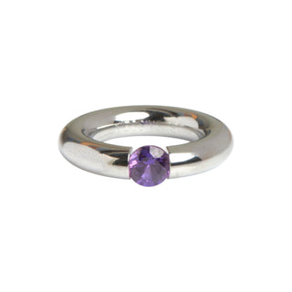 Niessing Ring Stahl und Synthese aus Edelstahl mit synth. Stein, nachhaltiger second-hand Schmuck perfekt aufgearbeitet