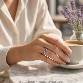 Niessing Ring Stahl und Synthese aus Edelstahl mit synth. Stein, nachhaltiger second-hand Schmuck perfekt aufgearbeitet