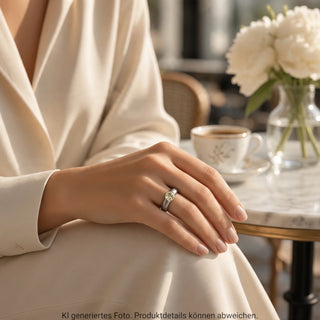 Niessing Ring Stahl und Synthese aus Edelstahl mit synth. Stein, nachhaltiger second-hand Schmuck perfekt aufgearbeitet