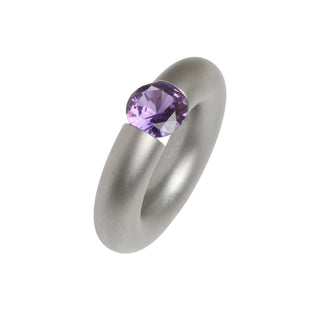 Niessing Ring Stahl und Synthese aus Edelstahl mit synth. Stein, nachhaltiger second-hand Schmuck perfekt aufgearbeitet