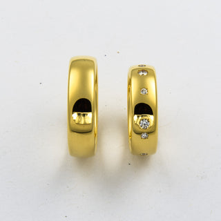 Niessing Trauringe Oval aus 750 Gelbgold mit Brillant, nachhaltiger second hand Schmuck perfekt aufgearbeitet