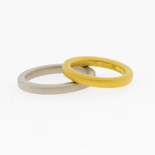 Niessing Trauringe Quadrat/Soft aus 750 Gelbgold/Platin, nachhaltiger second hand Schmuck perfekt aufgearbeitet
