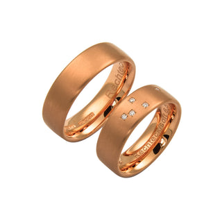 Niessing Trauringe rechteck/soft aus 750 Rotgold mit Brillant, nachhaltiger second hand Schmuck perfekt aufgearbeitet