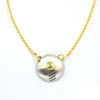 Oeding-Erdel Collier aus 750 Gelbgold/Platin mit Brillant, nachhaltiger second hand Schmuck perfekt aufgearbeitet