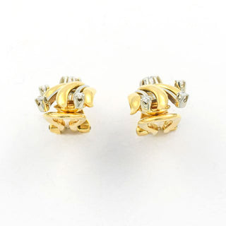 Brillantohrclips aus 750 Gelb- und Weißgold mit Diamant, nachhaltiger second hand Schmuck perfekt aufgearbeitet