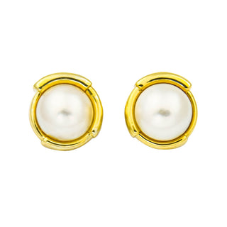 Perlenohrclips aus 585 Gelbgold, nachhaltiger second hand Schmuck perfekt aufgearbeitet