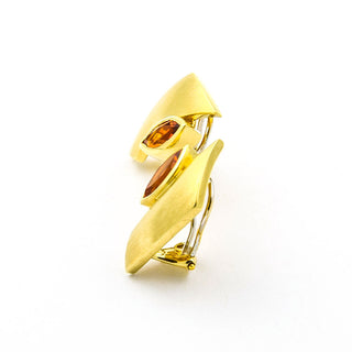 Ohrclips aus 585 Gelbgold/Metall mit Citrin, nachhaltiger second hand Schmuck perfekt aufgearbeitet