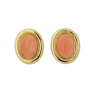 Ohrclips aus 585 Gelbgold mit Koralle, nachhaltiger second hand Schmuck perfekt aufgearbeitet