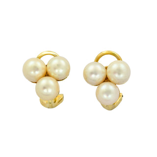 Perlenohrclips aus 585 Gelbgold, nachhaltiger second hand Schmuck perfekt aufgearbeitet