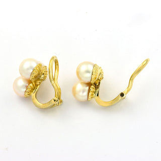 Perlenohrclips aus 585 Gelbgold, nachhaltiger second hand Schmuck perfekt aufgearbeitet