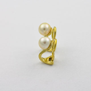 Ohrclips aus 585 Gelbgold mit Perle, hochwertiger second hand Schmuck perfekt aufgearbeitet