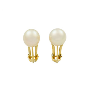 Perlenohrclips aus 585 Gelbgold, nachhaltiger second hand Schmuck perfekt aufgearbeitet