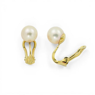 Perlenohrclips aus 585 Gelbgold, nachhaltiger second hand Schmuck perfekt aufgearbeitet