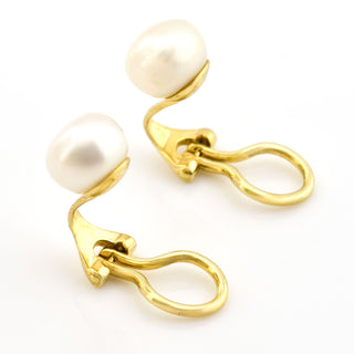 Perlenohrclips aus 585 Gelbgold, nachhaltiger second hand Schmuck perfekt aufgearbeitet