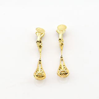 Diamantohrclips aus 585 Gelbgold/Platin mit Perle, nachhaltiger second hand Schmuck perfekt aufgearbeitet