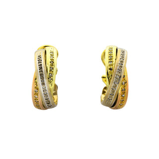 Diamantohrclips aus 585 Gelb-, Rot- und Weißgold, nachhaltiger second hand Schmuck perfekt aufgearbeitet