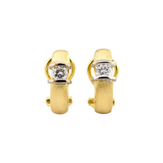 Brillantohrclips aus 750 Gelb- und Weißgold, nachhaltiger second-hand Schmuck perfekt aufgearbeitet
