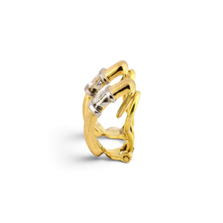Brillantohrclips aus 750 Gelb- und Weißgold, nachhaltiger second-hand Schmuck perfekt aufgearbeitet