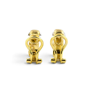 Brillantohrclips aus 750 Gelb- und Weißgold, nachhaltiger second-hand Schmuck perfekt aufgearbeitet