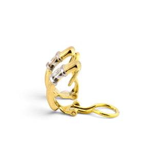 Brillantohrclips aus 750 Gelb- und Weißgold, nachhaltiger second-hand Schmuck perfekt aufgearbeitet