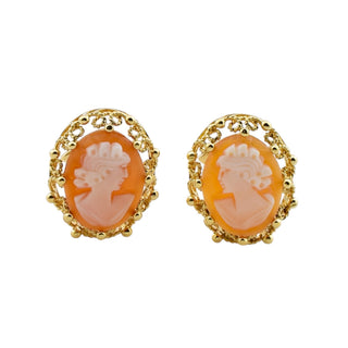 Ohrclips aus 585 Roségold mit Kamee/Gemme, nachhaltiger second hand Schmuck perfekt aufgearbeitet
