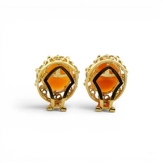 Ohrclips aus 585 Roségold mit Kamee/Gemme, nachhaltiger second hand Schmuck perfekt aufgearbeitet