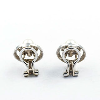 Perlenohrclips aus 585 Weißgold, nachhaltiger second hand Schmuck perfekt aufgearbeitet