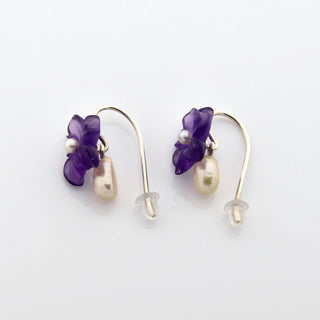 Perlenohrhänger Blüten aus 925 Silber mit Amethyst, nachhaltiger second hand Schmuck perfekt aufgearbeitet