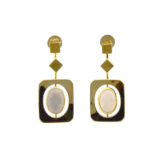 Ohrhänger aus 750 Gelbgold mit Opal, nachhaltiger second hand Schmuck perfekt aufgearbeitet