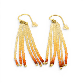 Ohrhänger aus 585 Gelbgold mit Feueropal, nachhaltiger second hand Schmuck perfekt aufgearbeitet