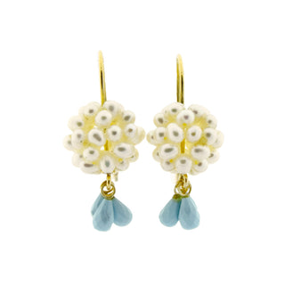 Perlenohrhänger aus 750 Gelbgold mit Türkis, nachhaltiger second hand Schmuck perfekt aufgearbeitet