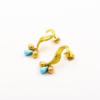 Ohrhänger aus 750 Gelbgold mit Türkis, nachhaltiger second hand Schmuck perfekt aufgearbeitet