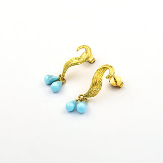 Ohrhänger aus 750 Gelbgold mit Türkis, nachhaltiger second hand Schmuck perfekt aufgearbeitet