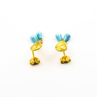 Ohrhänger aus 750 Gelbgold mit Türkis, nachhaltiger second hand Schmuck perfekt aufgearbeitet