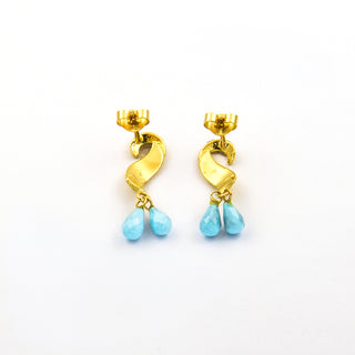 Ohrhänger aus 750 Gelbgold mit Türkis, nachhaltiger second hand Schmuck perfekt aufgearbeitet