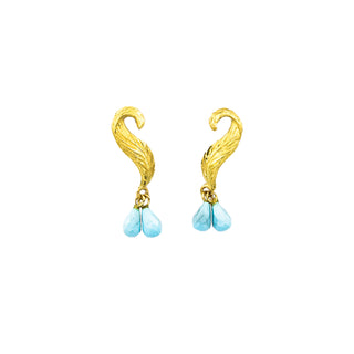 Ohrhänger aus 750 Gelbgold mit Türkis, nachhaltiger second hand Schmuck perfekt aufgearbeitet