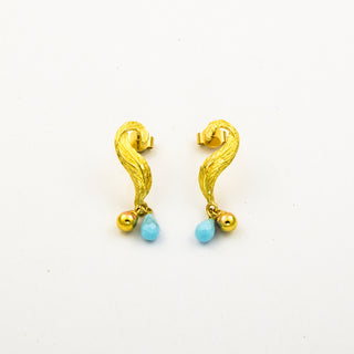 Ohrhänger aus 750 Gelbgold mit Türkis, nachhaltiger second hand Schmuck perfekt aufgearbeitet