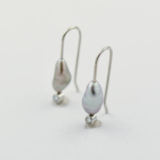Perlenohrhänger aus 950 Platin mit Brillant, nachhaltiger second hand Schmuck perfekt aufgearbeitet