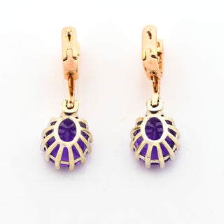 Ohrhänger aus 750 Rot- und Weißgold mit Amethyst und Zirkonia, nachhaltiger second hand Schmuck perfekt aufgearbeitet