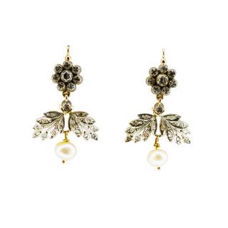 Perlenohrhänger aus 800 Silber/Gold mit Diamant, nachhaltiger second hand Schmuck perfekt aufgearbeitet