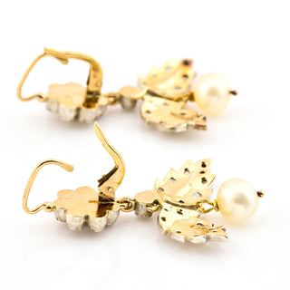 Perlenohrhänger aus 800 Silber/Gold mit Diamant, nachhaltiger second hand Schmuck perfekt aufgearbeitet