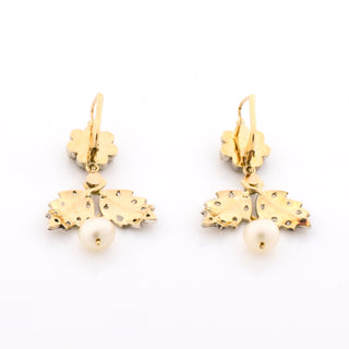 Perlenohrhänger aus 800 Silber/Gold mit Diamant, nachhaltiger second hand Schmuck perfekt aufgearbeitet