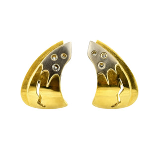 Brillantohrstecker mit Clipmechanik aus 585 Gelb- und Weißgold, nachhaltiger second-hand Schmuck perfekt aufgearbeitet