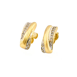 Brillantohrstecker aus 585 Gelb- und Weißgold, nachhaltiger second hand Schmuck perfekt aufgearbeitet