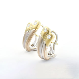 Brillantohrstecker aus 585 Gelb- und Weißgold, nachhaltiger second hand Schmuck perfekt aufgearbeitet