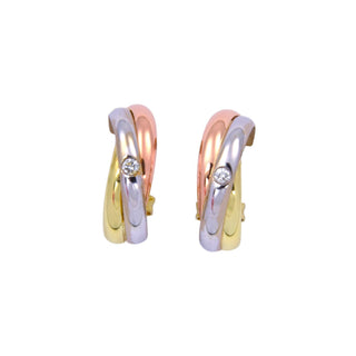 Brillantohrstecker aus 585 Gelb-, Rot- und Weißgold, nachhaltiger second hand Schmuck perfekt aufgearbeitet